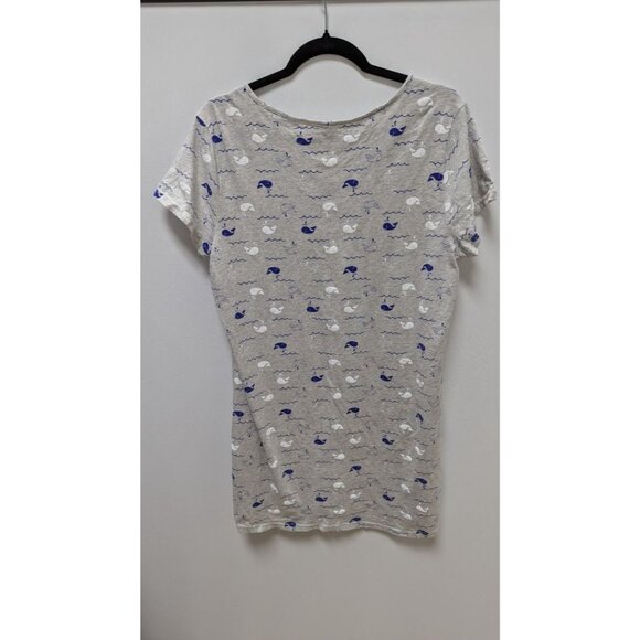 Charter Club Intimates Grey/Blue/White Whale Pattern Nightgown Dress - Picture 2 of 2